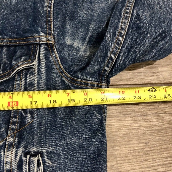 Vintage Levi's Trucker Jacket 42 Large Blue Jean Denim Pockets Button Front Men - Picture 6 of 14